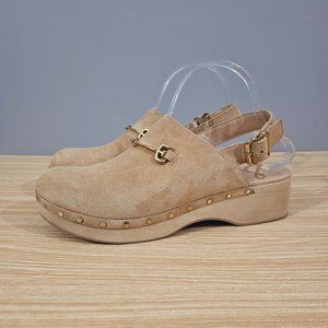 Sam Edelman Clog Hilda Studded Womens Sesame Tan Suede Leather Size 10 Shoe